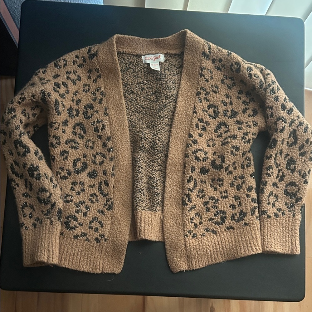 Cat & Jack Tan and Black Leopard Cardigan